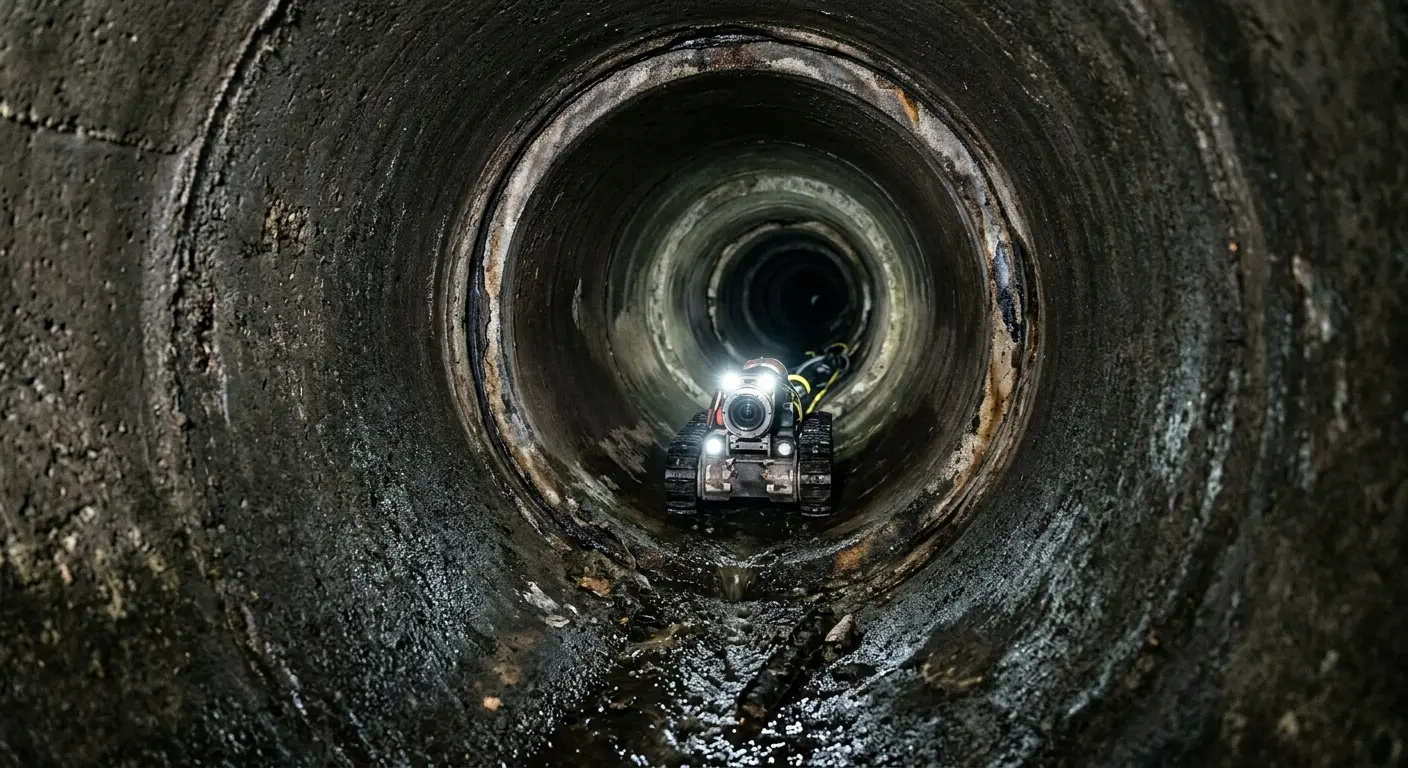 Robotic sewer camera inspecting pipe interior for Drain Snake Service in Frostburg